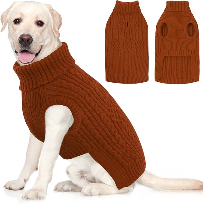 AOFITEE XL Dog Sweater, Extra Large Dog Sweater Girl Boy, Warm Turtleneck Fall Dog Sweaters Girl Boy, Green Dogs Christmas Sweaters Pet Knitwear, Soft Pullover for Beagle, Weimaraner, Dalmation, XL