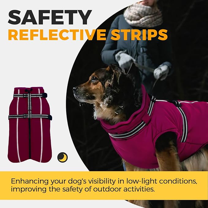 Lelepet Dog Winter Coat Waterproof Dog Jacket with Harness Built in Windproof Reflective Cold Weather Coats for Small Medium Large Dogs, Thermal Fleece Lined Coats for Walking Camping, Maltese, XS