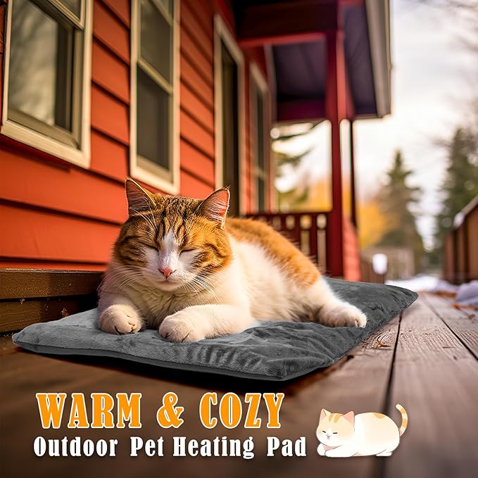 Kiroto Pet Heating Pad, Outdoor Heating Pad for Cats, Cat Heating Pad for Cat House Outside, Waterproof Cat Warming Pad for Feral Cats, Safe Electric Heat Pad, Heated Outdoor Cat Bed, 27"x16"