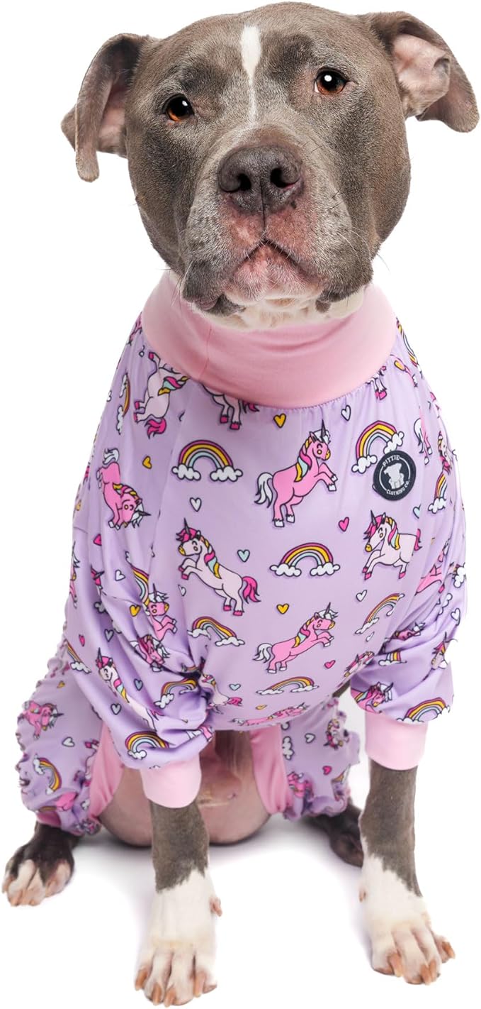 Pittie Clothing Pit Bull Dog Pajamas – Full Coverage Dog Onesie, Soft Pajama Outfit for Medium, Large, XL & XXL Breeds