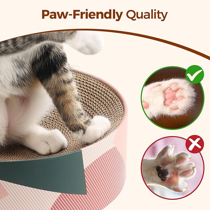 ComSaf Cat Scratcher Cardboard Bed Lounge Couch for Indoor Cats Oval Shape 17"x13", Kitty Cat Scratching Pad Recycle Corrugate Scratcher Long Lasting Furniture