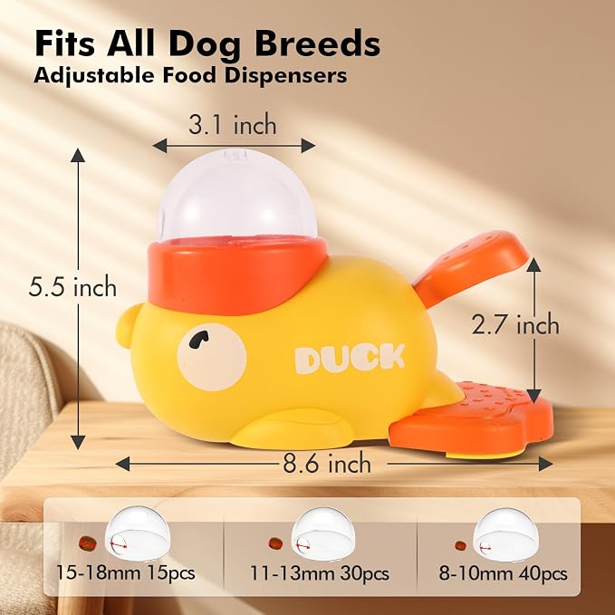 Duck Dog Treat Dispenser Toy, Interactive Slow Feeder Puzzle Toy | Duck design with interactive treat dispensing, slow feeding, and puzzle play to provide mental stimulation and reduce boredom