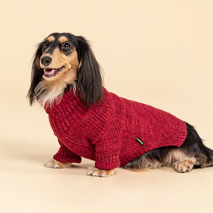 Fitwarm Knitted Turtleneck Dog Sweater, Thermal Dog Winter Clothes for Small Dogs Boy Girl, Holiday Pet Outfit, Heather Dark Red, XS