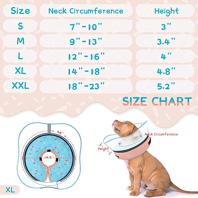 Supet Raised Inflatable Dog Cone Collar to Stop Licking, Soft Dog Cone Alternative After Surgery, Doggie Neck Donut Collar for Small Medium Large Dogs