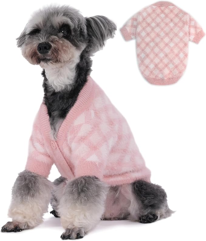 Dog Sweater, Sweaters for Small Dogs, Warm Soft Pet Clothes for Puppy, Medium Large Cat, Dogs Girl or Boy, Dog Shirt for Winter Christmas (Pink, Small)