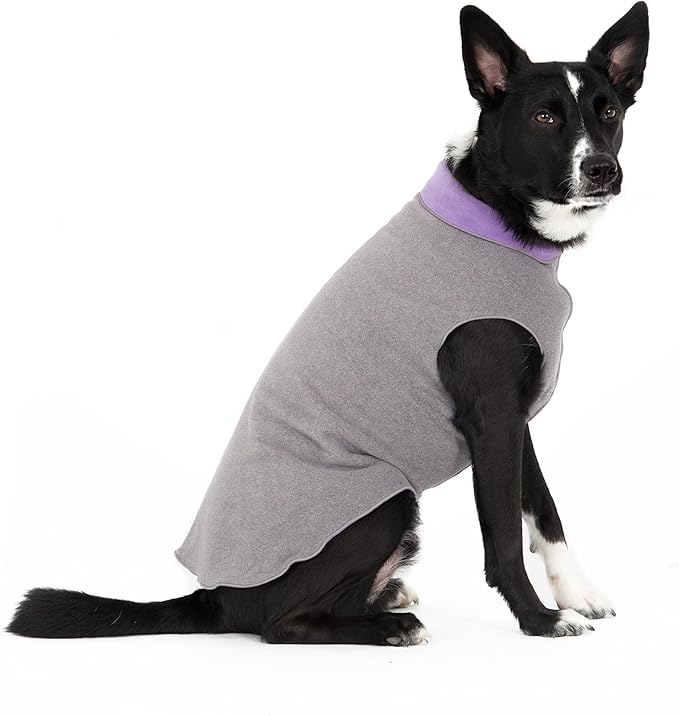 Goldpaw Duluth Double Fleece Dog Sweater Vest for Medium Dogs - Soft, Stretchy Dog Fleece - Warm Pet Jacket for Fall and Winter - Premium Pet Outerwear - Machine Washable - Charcoal/Lavender - Size 18