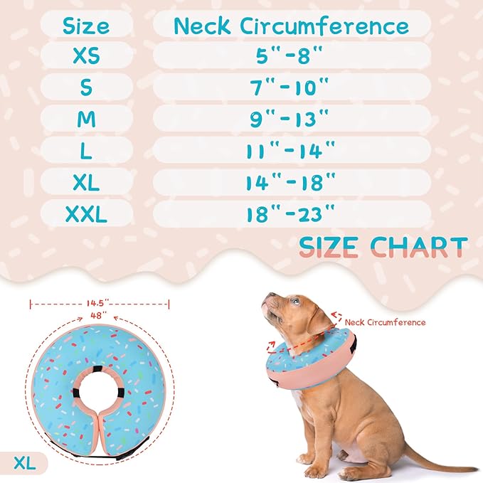 Supet Inflatable Dog Cone Collar Alternative After Surgery, Dog Neck Donut Collar Recovery E Collar for Neuter, Soft Pet Cone for Small Medium Large Dogs