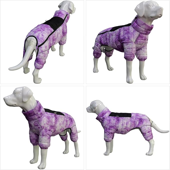 Micai Dog Warm Jacket, Waterproof Windproof Reflective Vest, Zippered Adjustable Outdoor Snow Jacket for Small to Large Dogs, Purple XL