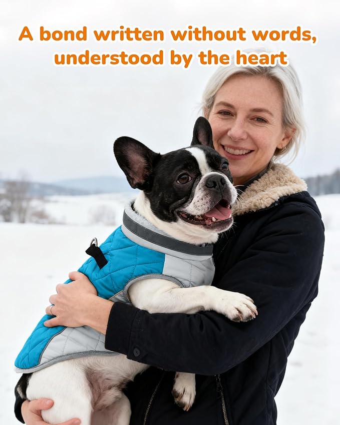 Dog Coat for Small Dogs, Adjustable Dog Jackets for Cold Weather, Reflective Winter Coat with Built-in Harness, Snowsuit Fits Dogs 5-8 lbs and Up, Size XS Blue