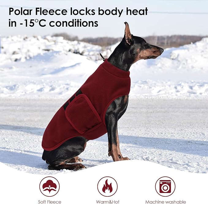 Dog Sweater,Adjustable Dog Sweaters for Small, Medium and Large Dogs Boys Girls, Dachshund Chihuahua Fleece Dogs Sweater (Burgundy,XS)