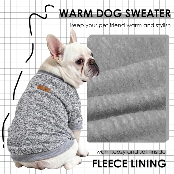 2 Pack Dog Sweaters for Small Dogs Girl Boy Winter Fleece Clothes Warm Soft Dog Sweatshirt Outfit for Dogs Cats Pet Apparel