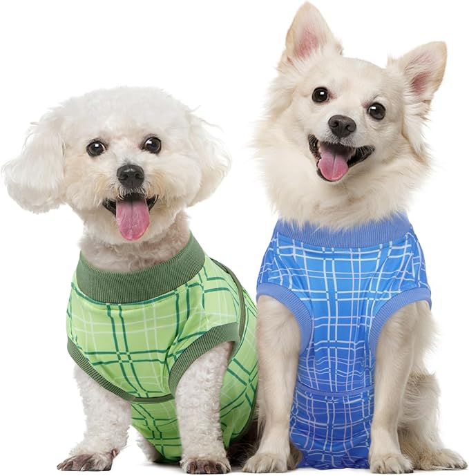 Kuoser Dog Recovery Suit for Female Male Dogs, Post-Surgery Bodysuit for Spay Neuter, Dog Onesie After Surgery, Anti-Licking Pet Surgical Recovery Suit, Blue S