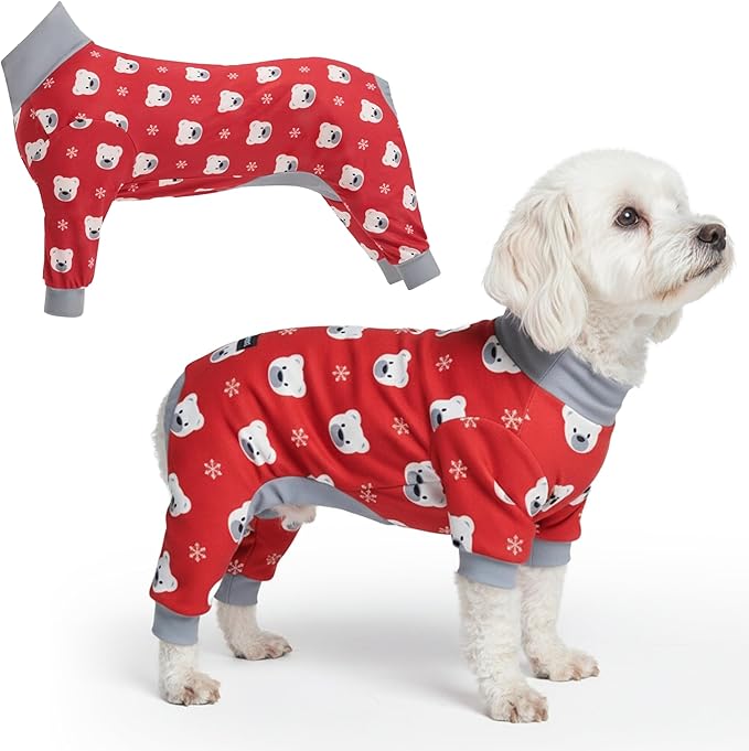 Spark Paws Dog Christmas Pajama, Dog Recovery Suit Male, Onesie, Ultra-Soft and 4-Way Stretch, for Small Medium and Large Breeds - Polar Bear - M
