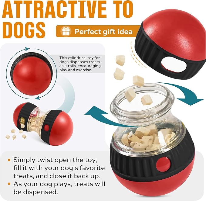 Interactive Dog Treat Dispenser Ball, Adjustable Puzzle Toy for Mental Stimulation and Slow Feeding, Food Grade ABS, Red and Blue, for Small Medium Large Dogs (Green)