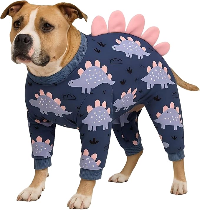 LovinPet Large Dog Pajamas, Four-Leg Stretch Onesie Bodysuit, Lightweight UV-Shielding Pajamas, Anti-Lick Calming Recovery Suit for Surgery, Pull-On for Medium and Large Breeds,Black Pink,XL