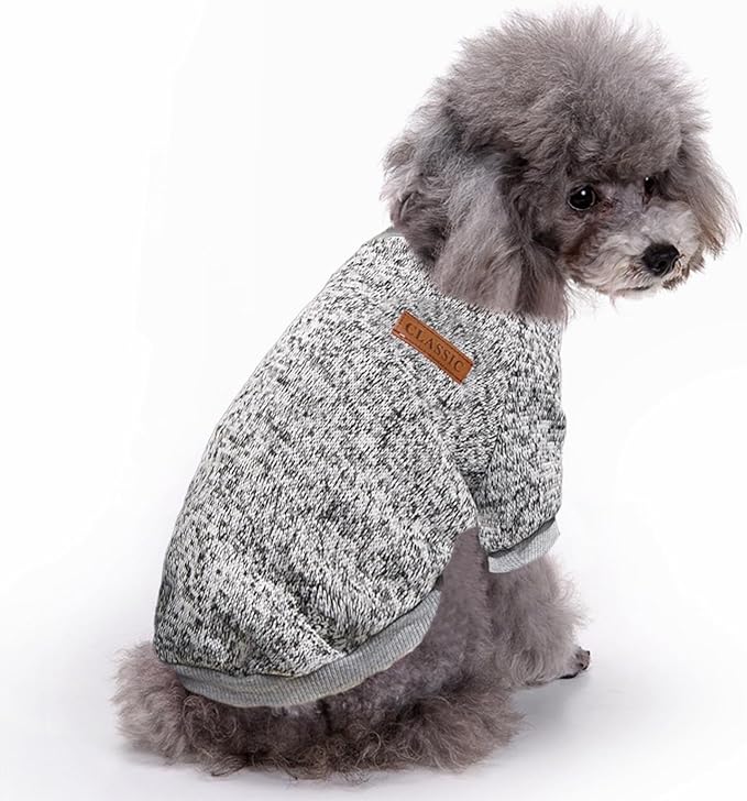 Jecikelon Dog Clothes Dogs Sweater Soft Puppies Clothing Winter Puppy Sweaters Warm Outfit for Dogs Small XXS XS Cat Apparel (X-Small, Grey)