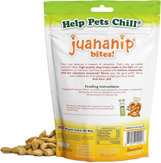 Doggijuana Calming Dog Treats - Peanut Butter & Chicken 2-Pack 6oz Resealable Pouches - Helps Pets Chill - No Corn, Wheat, or Soy - with Catnip, Chamomile & L-Tryptophan to Support Relaxation