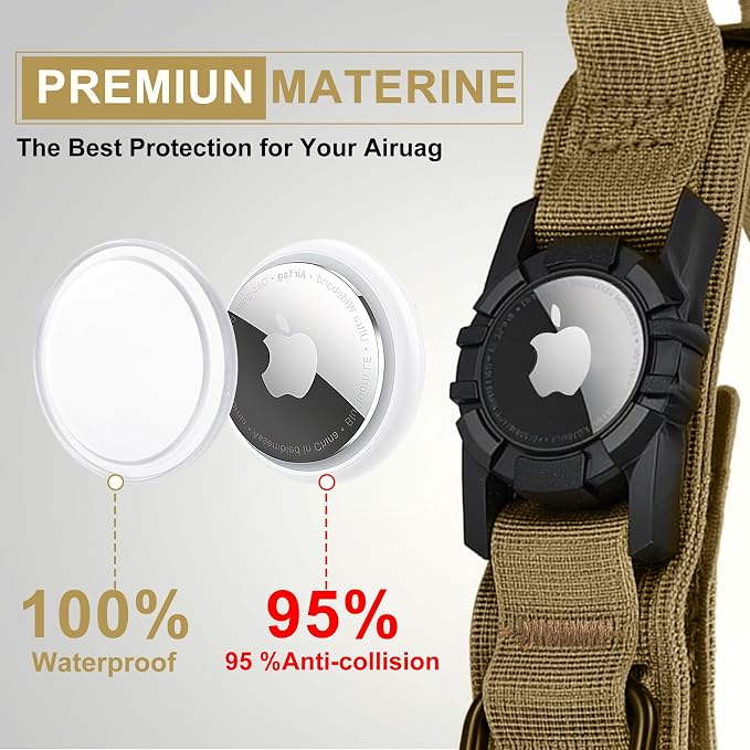 Tactical AirTag Dog Collar Leash Set - Heavy Duty, Adjustable GPS Collar