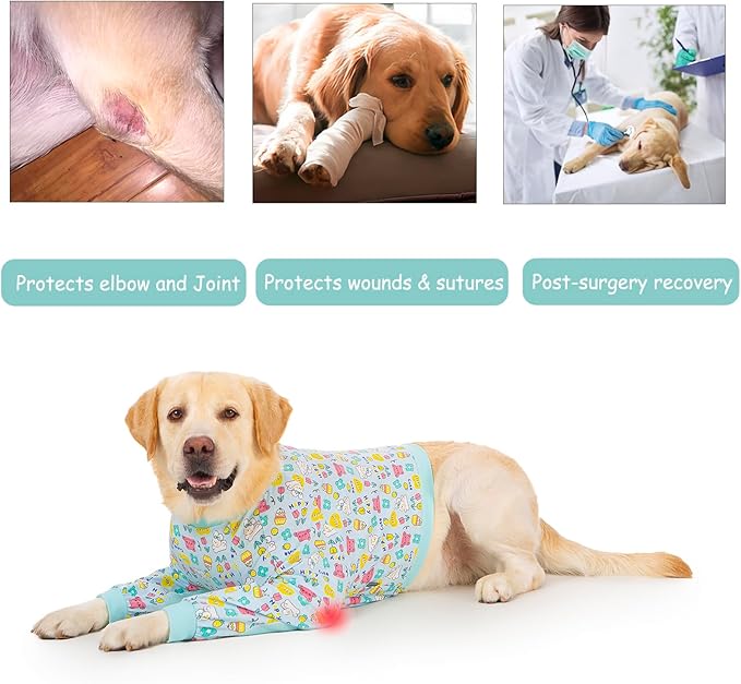 Dog Recovery Shirt for Front Legs, Dog Elbowpads Sleeve Protect Dogs Elbows Arms,Stop Licking Joints After Surgery, Help with Injury Healing Covers The Wound, Cone Alternatives (Blue, 6XL)