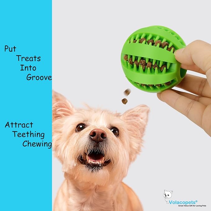 Volacopets Puppy Balls - Pack with Different Functions & Teething Toys for Small Dogs, Squeaky Dog Balls, Rubber Chew Toys for Enrichment