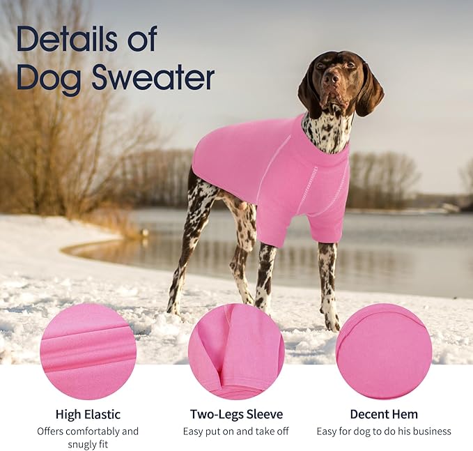 IECOii Great Dane Sweater,Pet Dog Sweater for Extra Large Size Dogs,Fleece Sweatshirt for Dogs Girl Boy,Warm Dog Winter Sweater for Big Dogs,Stretchy Dog Sweatshirt Dog Cold Weather Coats,Pink,5XL