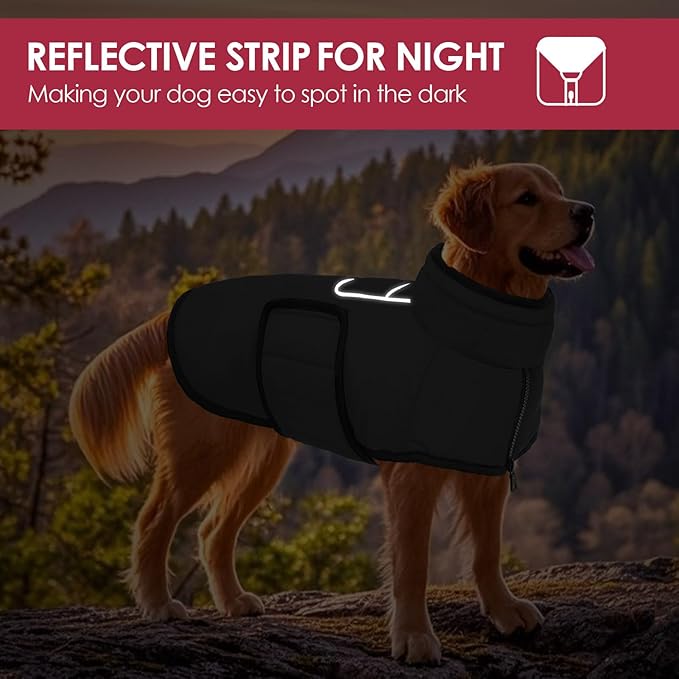 AOFITEE Small Dog Winter Coat, Waterproof Puffer Jacket with Harness Hole & Fleece Collar, Reflective Warm Snowsuit for Chihuahua, Yorkshire, Dachshund, S