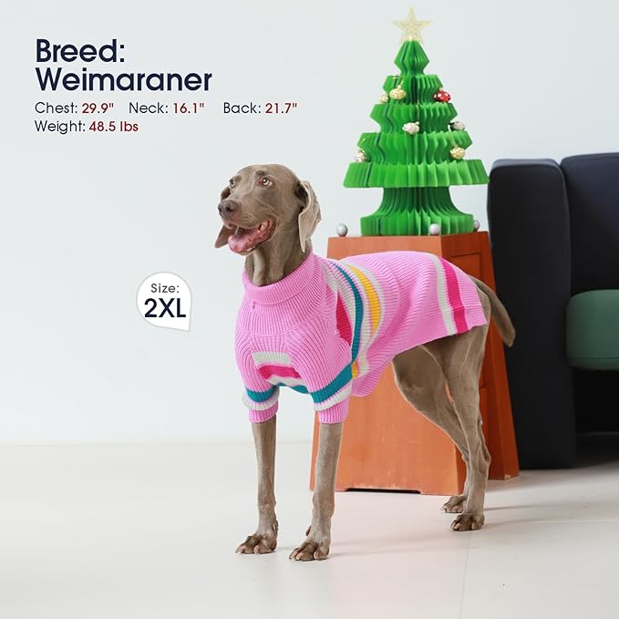IECOii Great Dane Sweater,5XL Dog Sweater for Large Size Dog, Giant Breed Dog Sweater Christmas,Thick Warm Dog Winter Sweater for Male Female Dogs,Dog Cold Weather Outfits Pink Dog Sweater,5XL