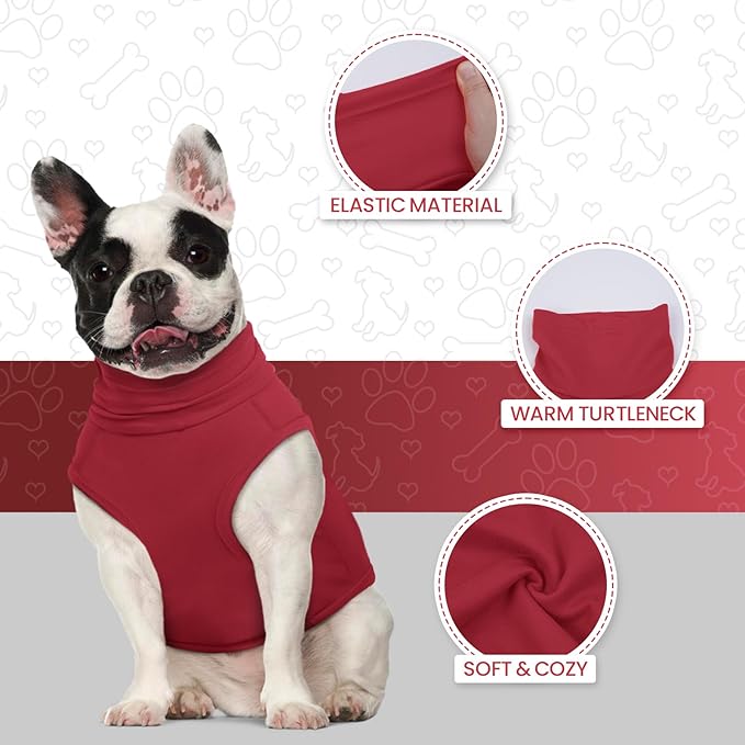 ROZKITCH Dog Sweaters Soft Fleece Pullover Sweatshirt Pajamas, Turtleneck Warm Pet Cold Weather Jacket Stretchy Vest Jumpsuit Apparel Outfit Clothes for Small Medium Large Dogs Walking Sleep Red 3XL