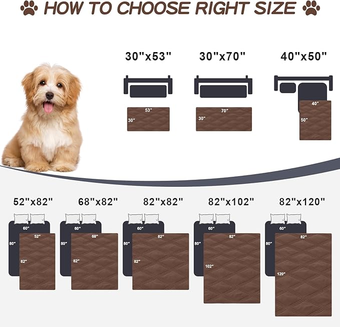 Smiry Waterproof Dog Bed Cover Blanket 40x50, Soft Reversible Pet Blanket, Washable Leakproof Cats Dogs Couch Cover for Sofa, Couch, Furniture, Lattice, Brown/Chocolate