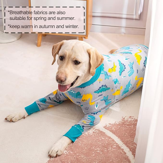 Dog Recovery Suit After Surgery Female Male, Medium Large Dog Neuter Shirt Cone Alternatives Prevent Licking Surgical Onesies (Dinosaur, 6XL)