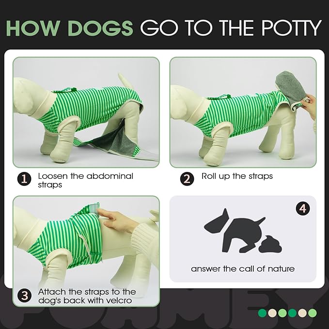 FUAMEY Dog Recovery Suit Male,Dogs Surgery Neuter Suits Puppy Spay Shirts for Female Protect Dog's Skin Anti Licking Abdominal Wounds Doggie Onesie Pet Bodysuit Alternative to Cone Green Stripes XS