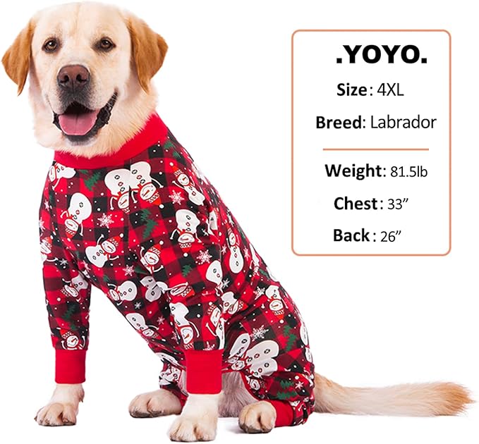 Dog Recovery Suit After Surgery Female Male, Medium Large Dog Neuter Shirt Cone Alternatives Prevent Licking Surgical Onesies (Xmas Snowman, 5XL)