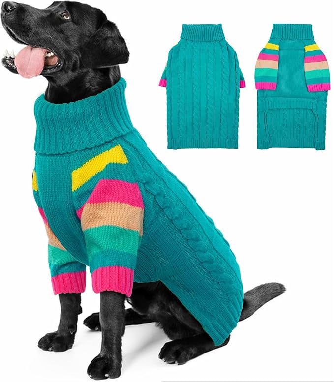 Dog Sweaters Turtleneck, Large Dog Sweater Thick Warm, Stretchy Winter Sweaters for Large Size Dogs, Warm Thick Christmas Dogs Sweater, St Bernard, Great Dane (Green XXXXXL)