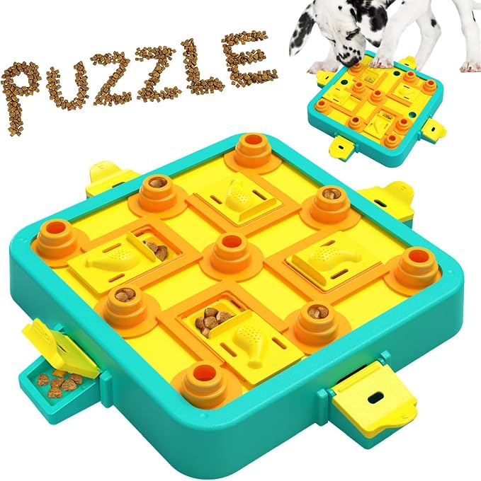 Dog Puzzle Toy Mental Stimulation - Level 3 in 1 Dogs Food Feeder Puzzle, Dog Treat Puzzle Feeder (Advanced-Blue Board)