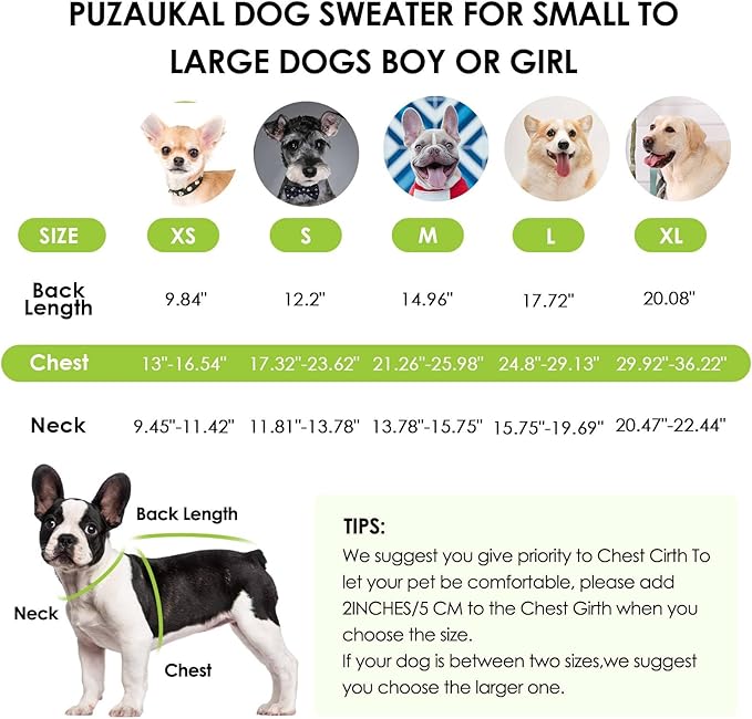 Dog Sweater,Adjustable Dog Sweaters for Small, Medium and Large Dogs Boys Girls, Dachshund Chihuahua Fleece Dogs Sweater(Green,S)