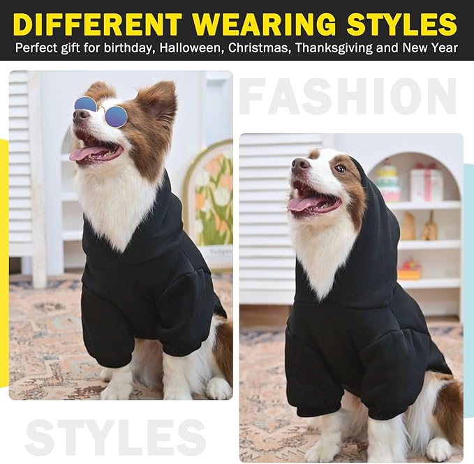 SCENEREAL Security Dog Hoodie Sweater & Jacket - Brushed Fleece for Small to Large Dogs with Hat & Leash Hole Weather & Occasions