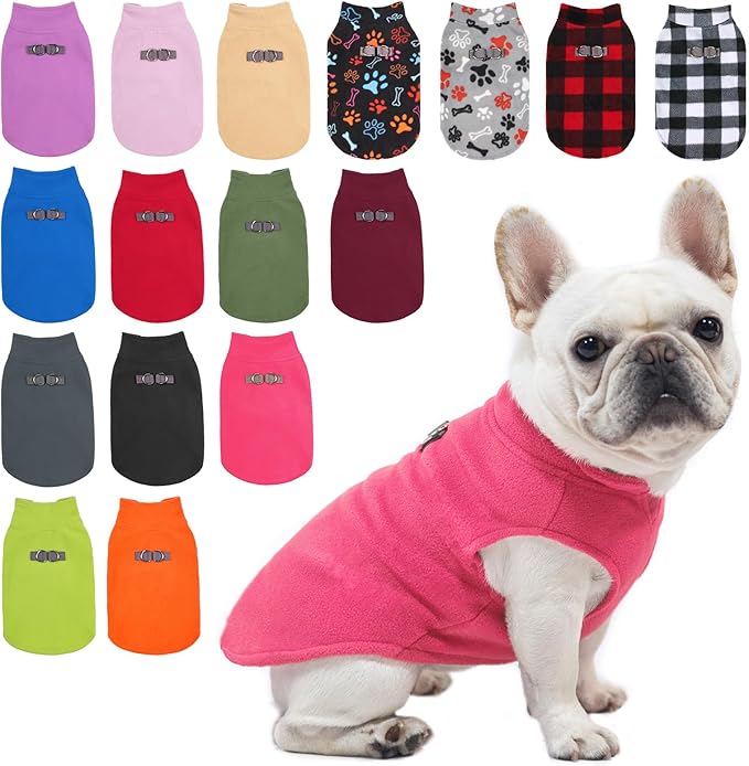 BEAUTYZOO Dog Fleece Vest Sweater Winter Jacket for Small and Medium Dogs with D-Ring Leash Cold Weather Coat Hoodie for XS S M Dogs Boy or Girls,Rose S