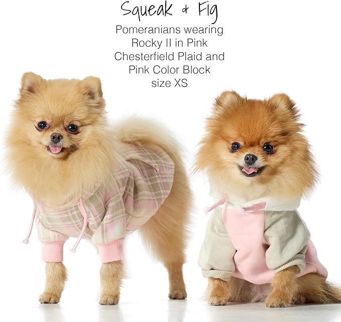 Rocky II - The Extra Comfy Hoodie, Organic Cotton and Recycled Poly Dog Hoodie Pet Coat Sweater for Small, Medium, Large Dogs, Pink Chesterfield Plaid, Small