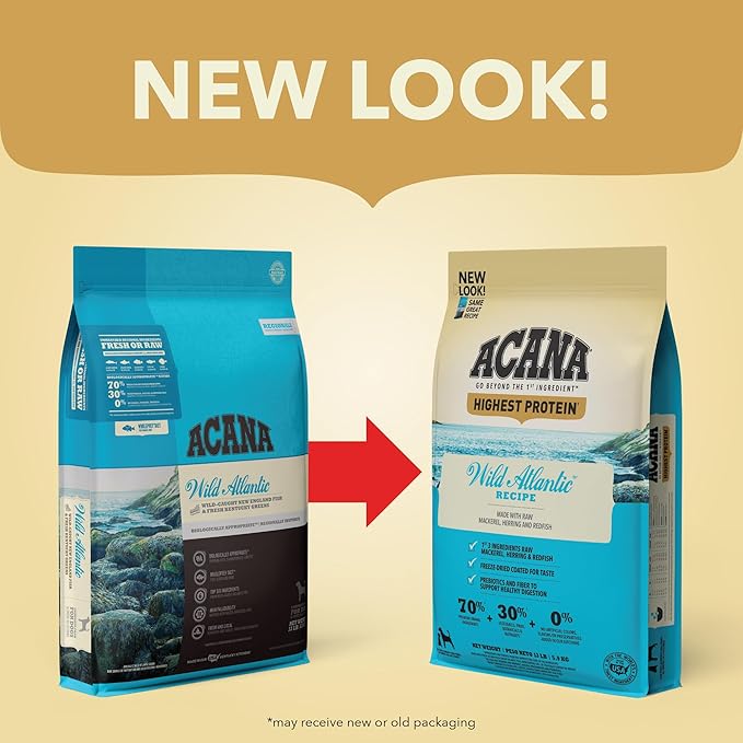 ACANA Highest Protein Grain Free Dry Dog Food Wild Atlantic Recipe 4.5lb Bag