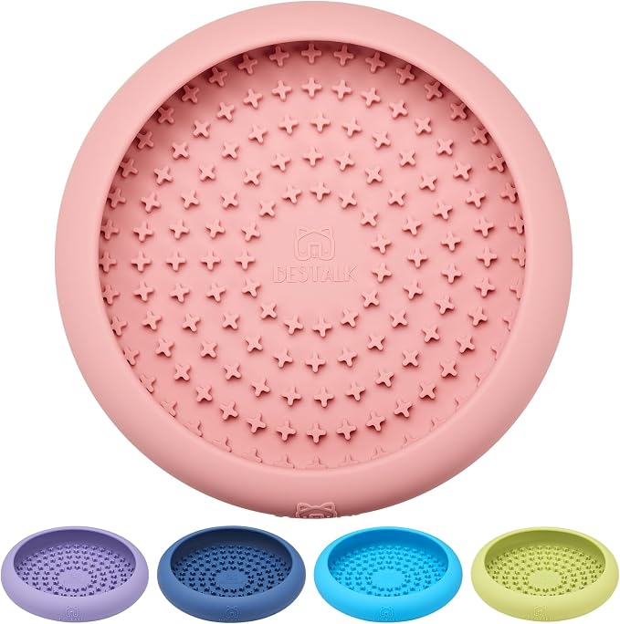 Dog Lick Bowl, Bestalk Anxiety Relief Slow Feeder Dog Lick Mat Treat Dispenser, Non-Slip Licking Bowl Enrichment Toys, BPA Free Silicone, Dishwasher Safe