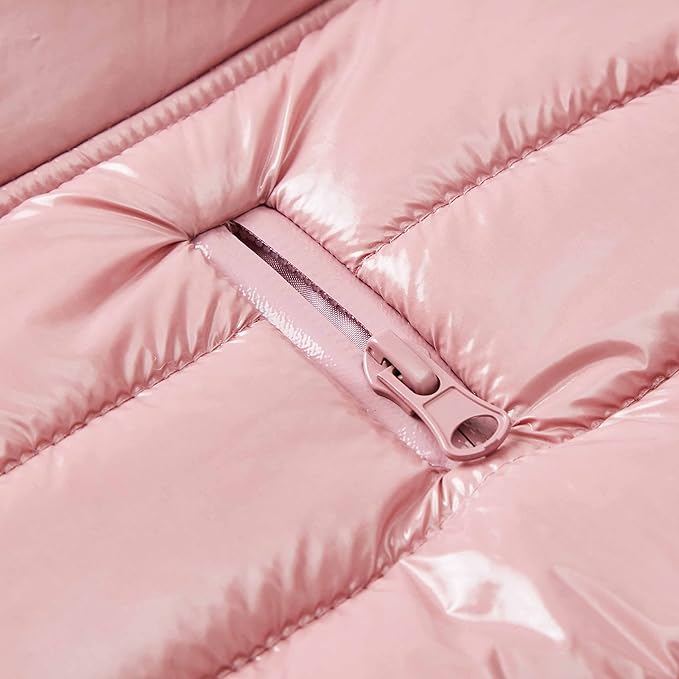 Blueberry Pet Cozy Mauve Pink Puffer Jacket – Windproof Quilted Winter Coat for Small Dogs, Size 10 (12.5" Back Length), Warm Outdoor Accessories