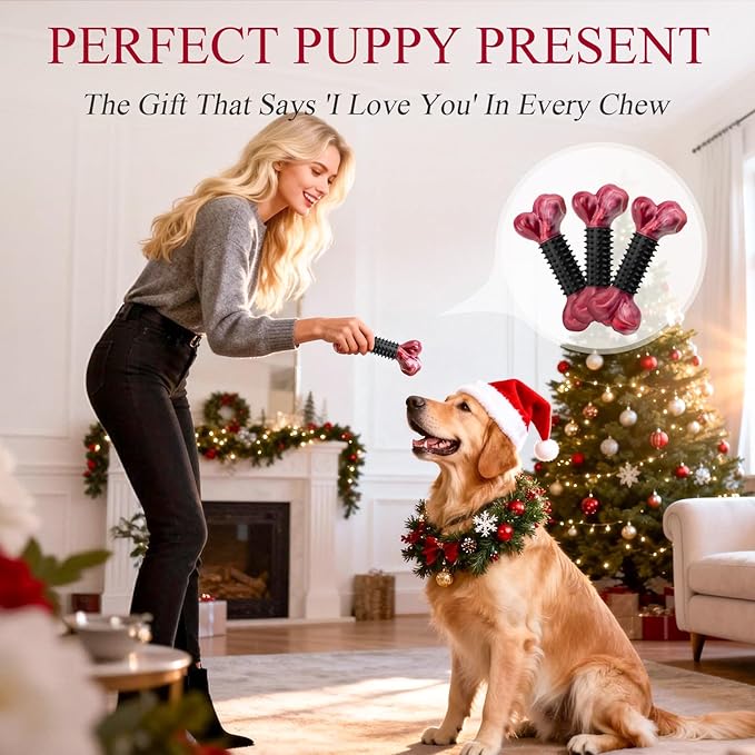 Apasiri Dog Toys for Aggressive Chewers with Bacon Flavor: 3-Pack Dog Bones for Large Dogs, 8" Chew Toys Long-Lasting, Tough Nylon & Rubber Dogs Toys