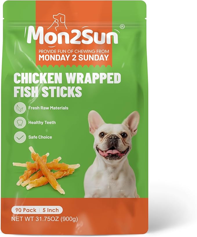 MON2SUN Rawhide Free Dog Treats Chicken Wrapped Cod Sticks for Small Dogs Healthy Training Treats Soft Snacks (31.75 Ounce -Pack of 1)