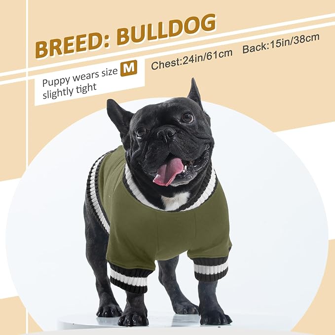 FUAMEY Dog Pullover Sweatshirt，Dog Winter Sweaters Warm Dog Clothes Dog Vest Thick Puppy Pullover Soft Pet Fleece Sweater Cute Doggie Boy Girl Outfit for Small Medium Dogs Green S