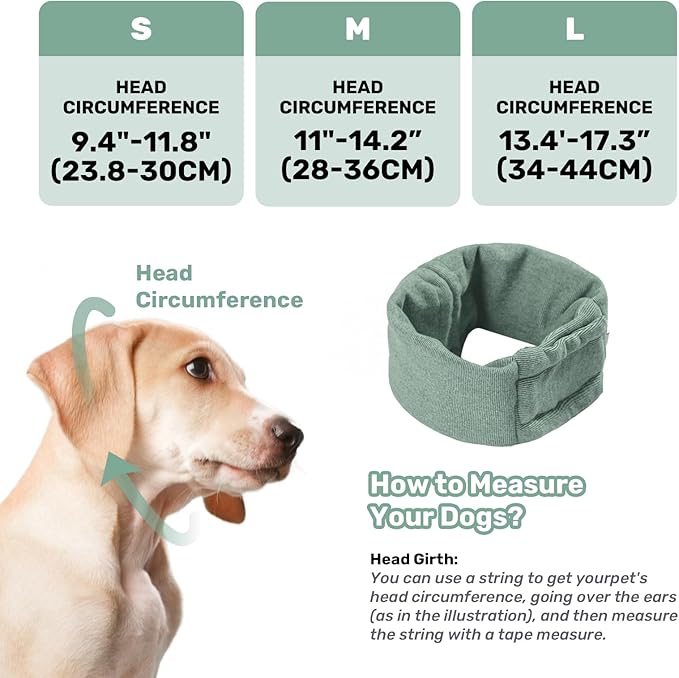 Dog Calming Hoodie, No Shake Ear Wraps for Dogs, Adjustable Dog Ear Muffs for Noise Protection, Ear Wrap Head Cover for Head Warp Anxiety Relief, Hematoma, Grooming and Force Drying