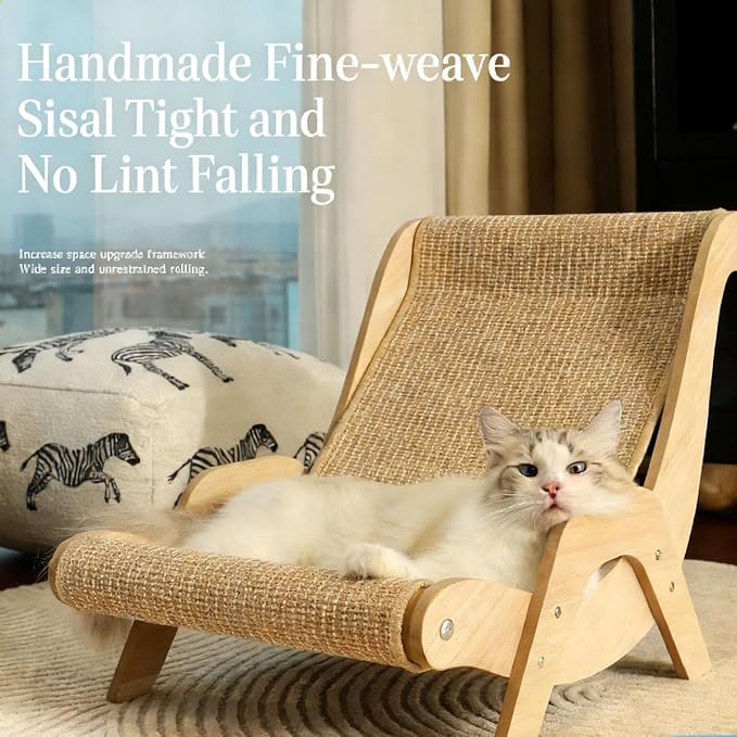 2026 Upgrade Cat Recliner Scraper Board, 23.6" Large 2 in 1 Cat Scratch Board, Anti-Scratch Cat Sisal Chair for Indoor Cats Hammock, Wear-Resistant Scratching Pad Lounges (A, Small for Within 19.8IB)