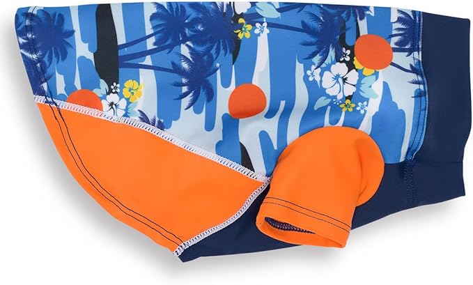 PlayaPup Dog Sun Shirt, USA Made (UPF 50+), Tropical Blazing Island, 2X-Large