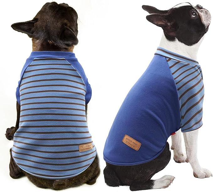 KYEESE 2Pack Dog Sweater, Soft Pet Sweatshirt Stretchy Pullover Dog Sweater for Small Dogs Boy, Lightweight Fleece Pet Shirt Clothes with Sleeves, L