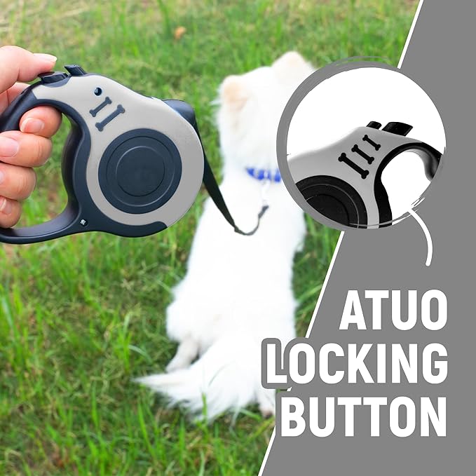 Retractable Dog Leash Automatic Telescopic Tractor Dog Tape, Pet Tape 10/16 FT Durable and Convenient, with Folding Bowl, Dispenser, Rubbish Bags, Suitable for Small and Medium Dogs