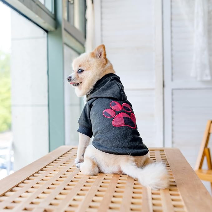 KOOLTAIL Plaid Dog Hoodie Pet Clothes Sweater with Hat and Pocket for Small Medium Large Size Dogs, Soft Winter Warm Dog Cold Weather Coat, Fleece Fall Dog Hooded Sweatshirt for Puppy Cats, Black M